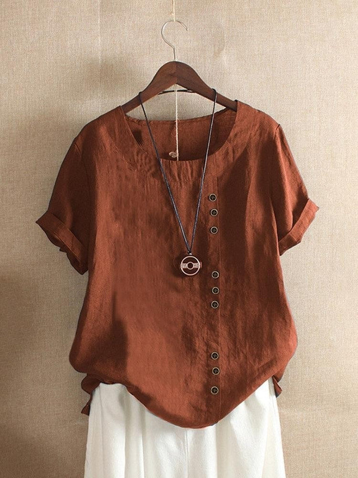 BRYNOUVELLE | Blouse Aérée avec Patte de Boutonnage Bianca