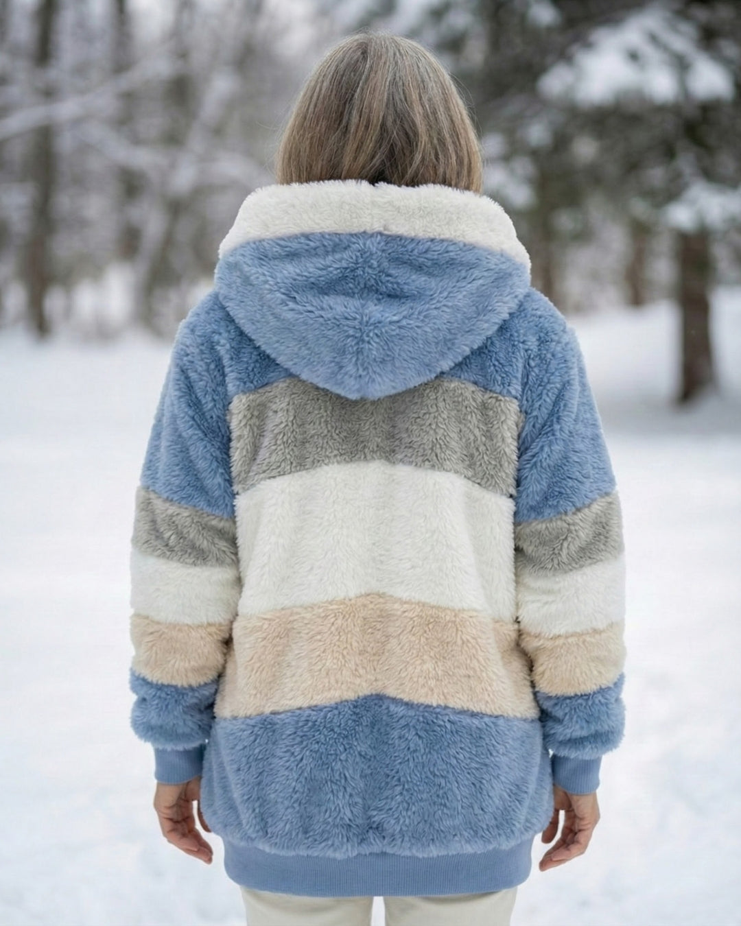 Ombretta | Manteau en Peluche Bicolore