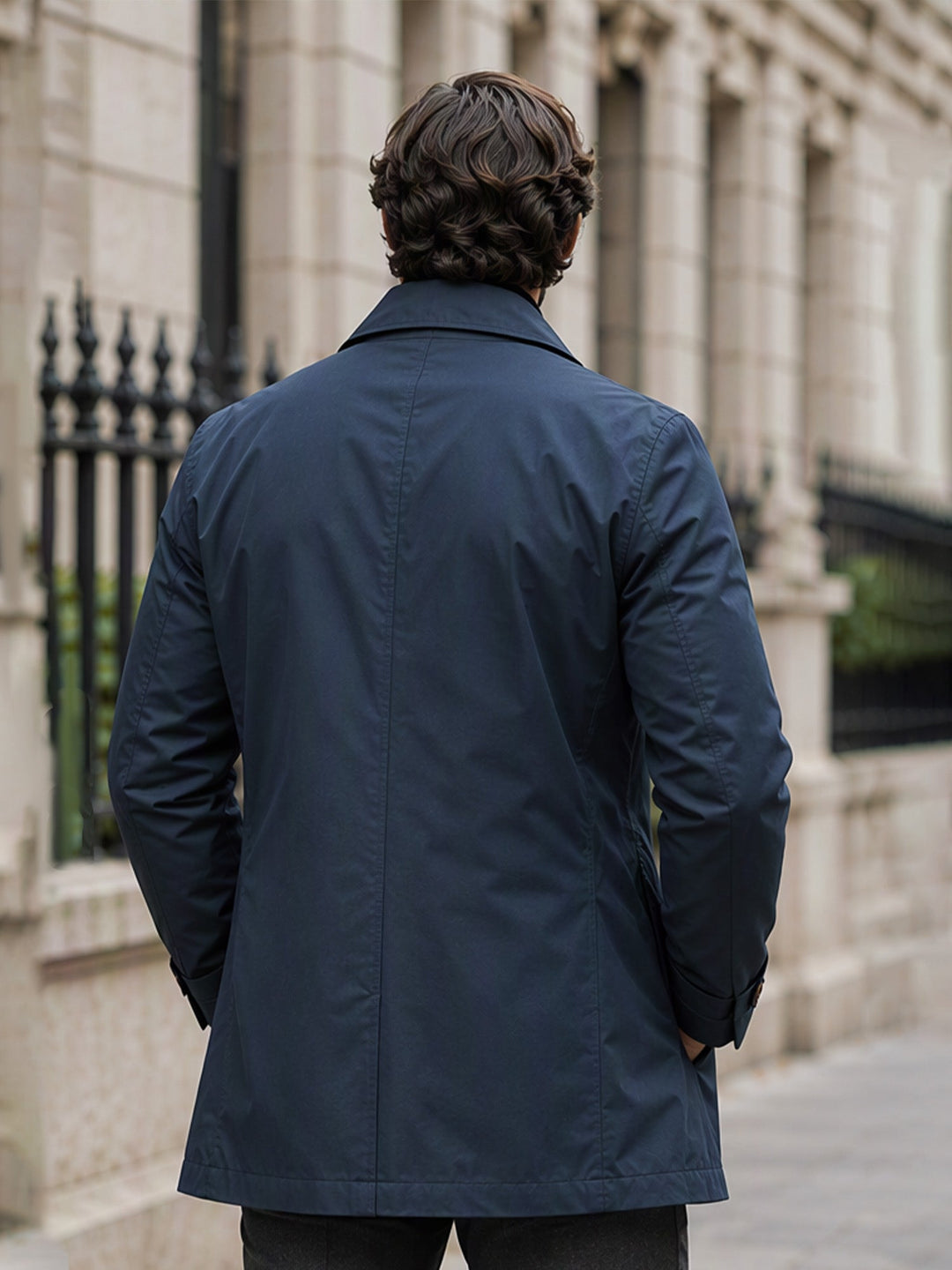 Trench-coat imperméable mi-long pour homme