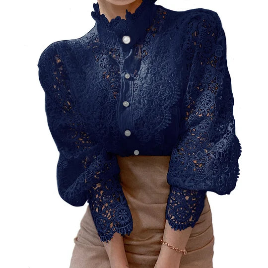 BRYNOUVELLE | Chemise à manches longues avec dentelle et détails Tove