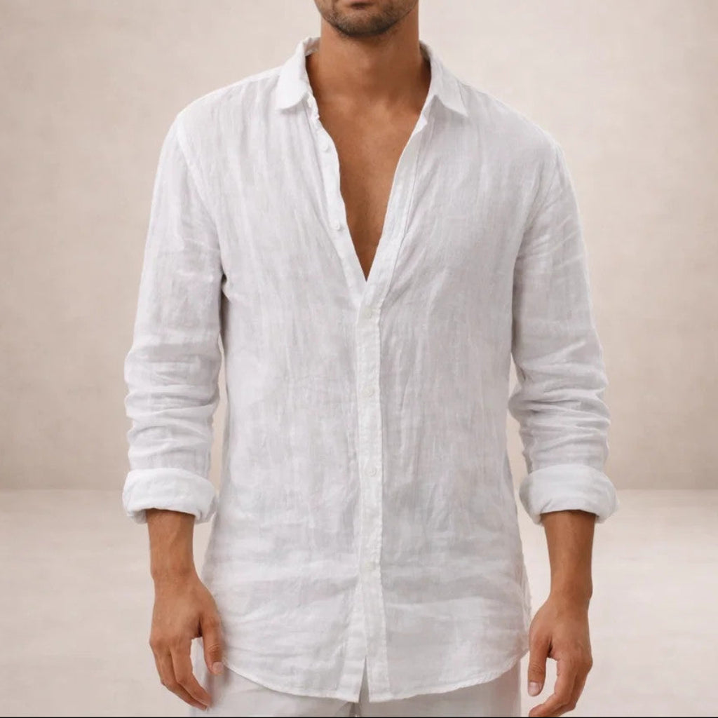 BRYNOUVELLE | Chemise en Lin à Col Ouvert pour Homme