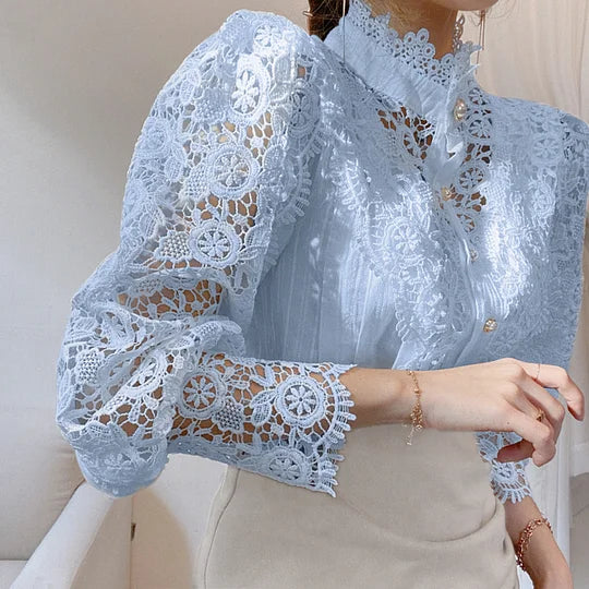 BRYNOUVELLE | Chemise à manches longues avec dentelle et détails Tove