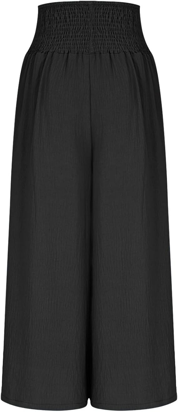 BRYNOUVELLE | Pantalon large pour femme avec taille smockée