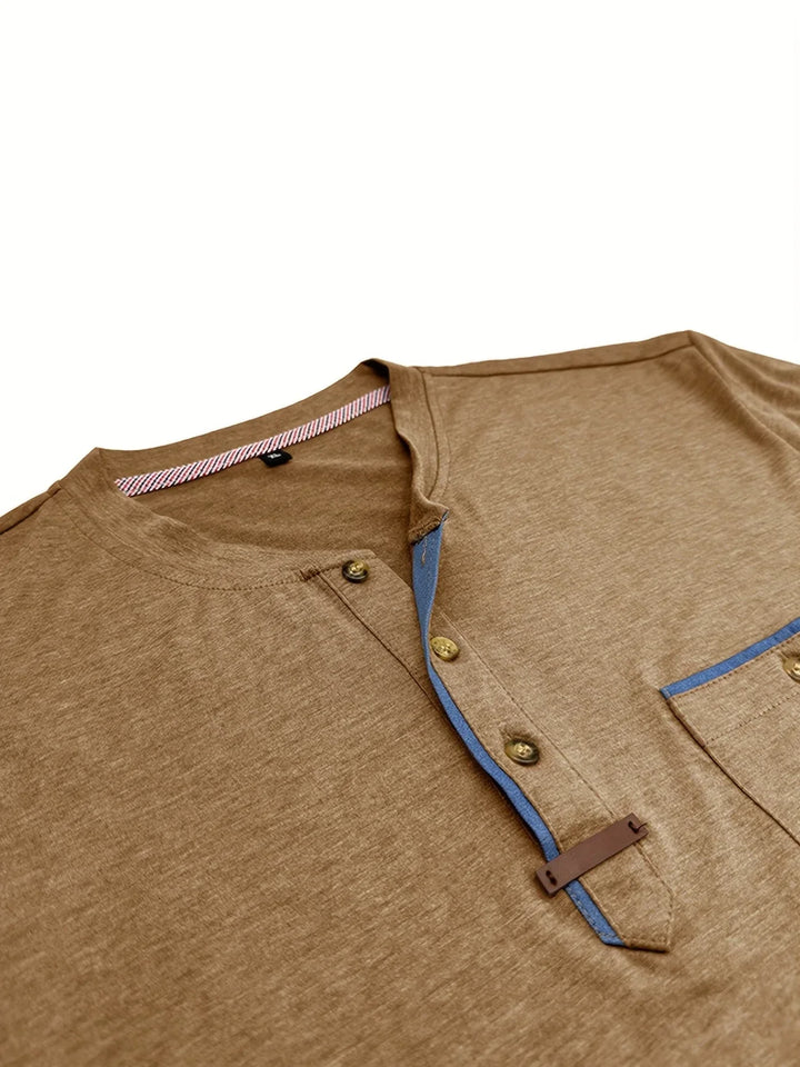 BRYNOUVELLE | T-SHIRT COL ROND ÉLÉGANT AVEC POCHE