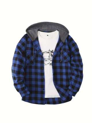 BRYNOUVELLE | VESTE À CAPUCHE À CARREAUX POUR HOMMES