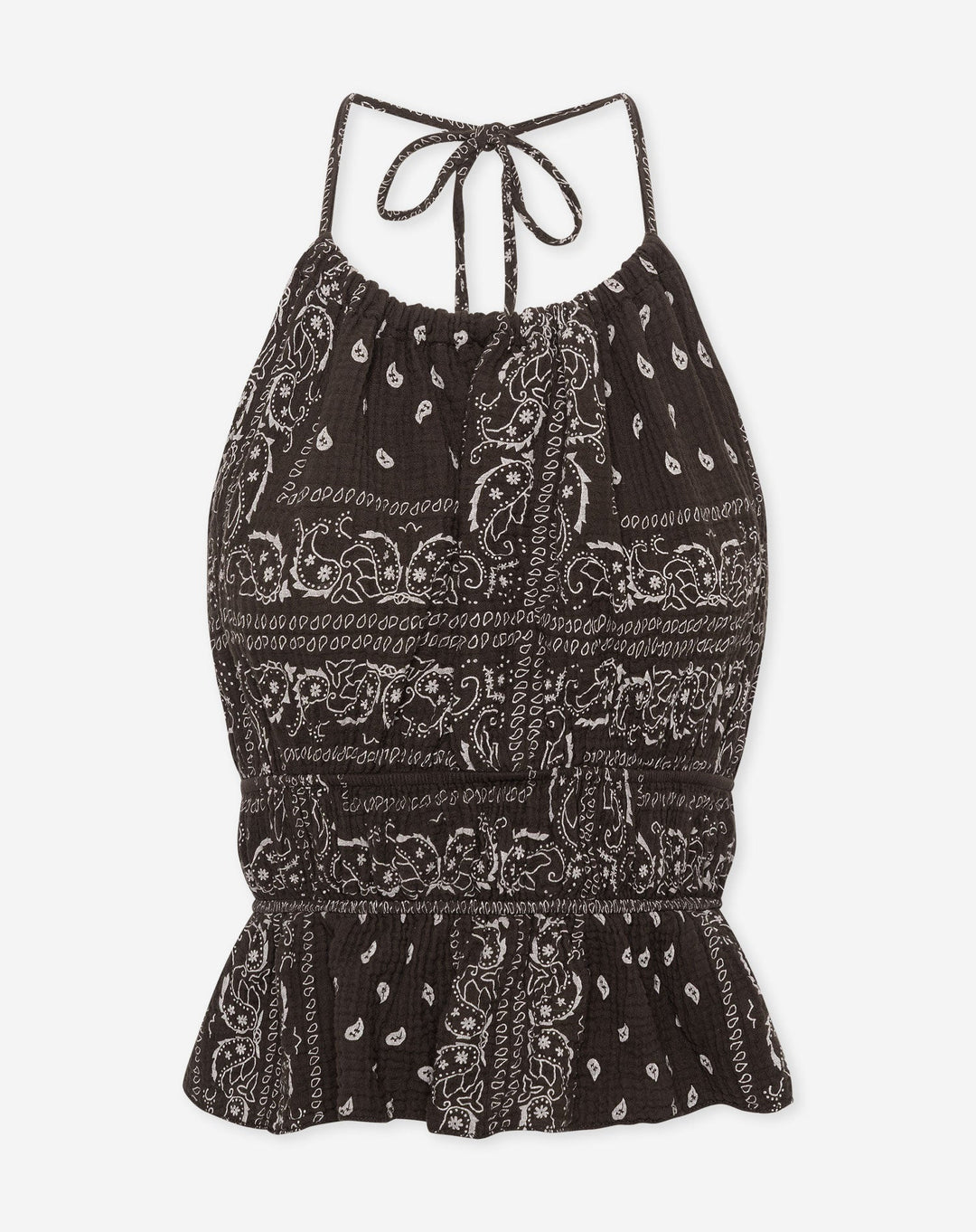 HAUT HALTER EN MOUSSELINE BRUN