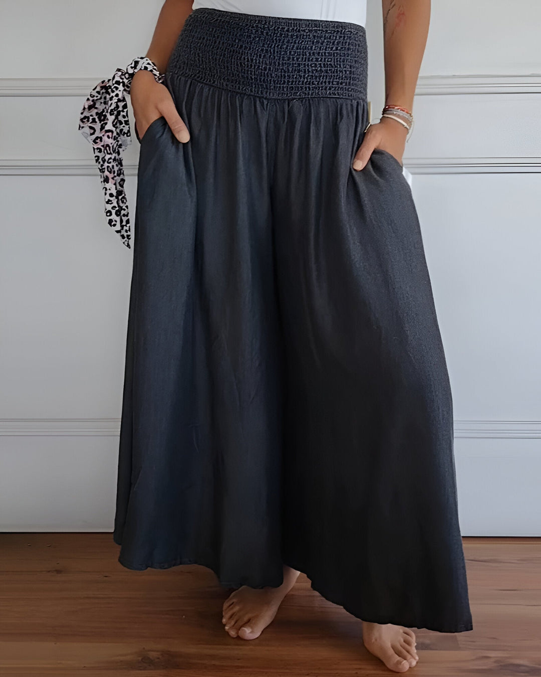 BRYNOUVELLE | Pantalon large pour femme avec taille smockée