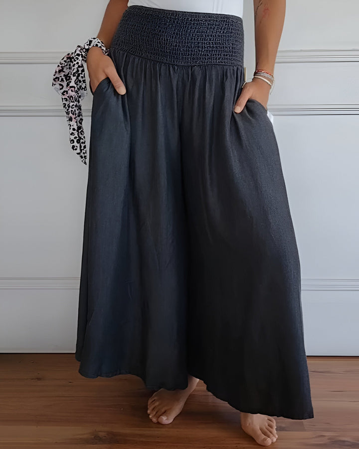 BRYNOUVELLE | Pantalon large pour femme avec taille smockée