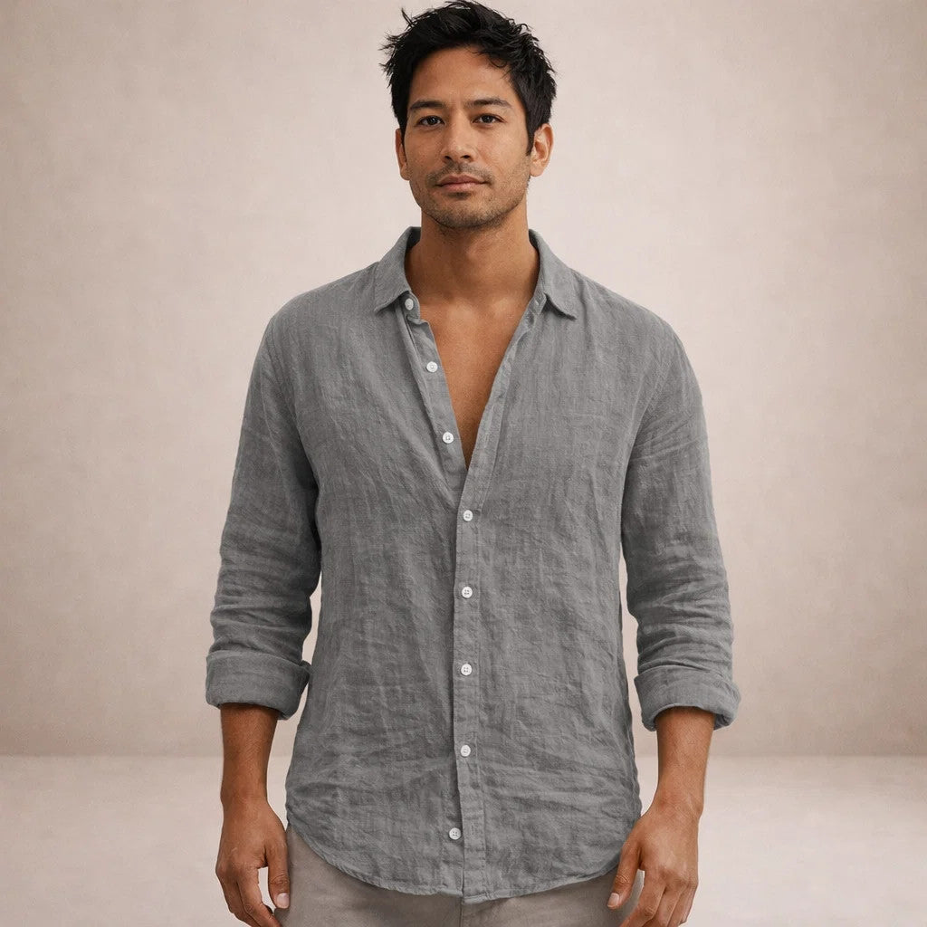 BRYNOUVELLE | Chemise en Lin à Col Ouvert pour Homme