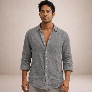 BRYNOUVELLE | Chemise en Lin à Col Ouvert pour Homme