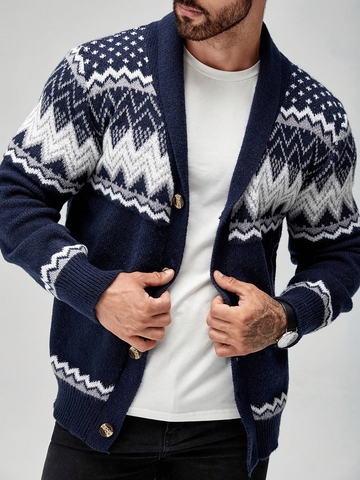 BRYNOUVELLE | Veste en Maille Géométrique Masculine