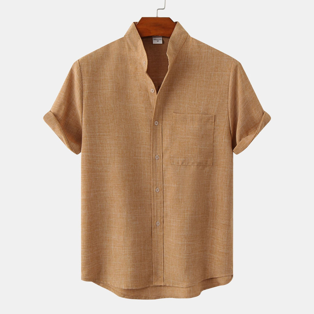 BRYNOUVELLE | CHEMISE EN COTON UNIE AVEC BOUTONS