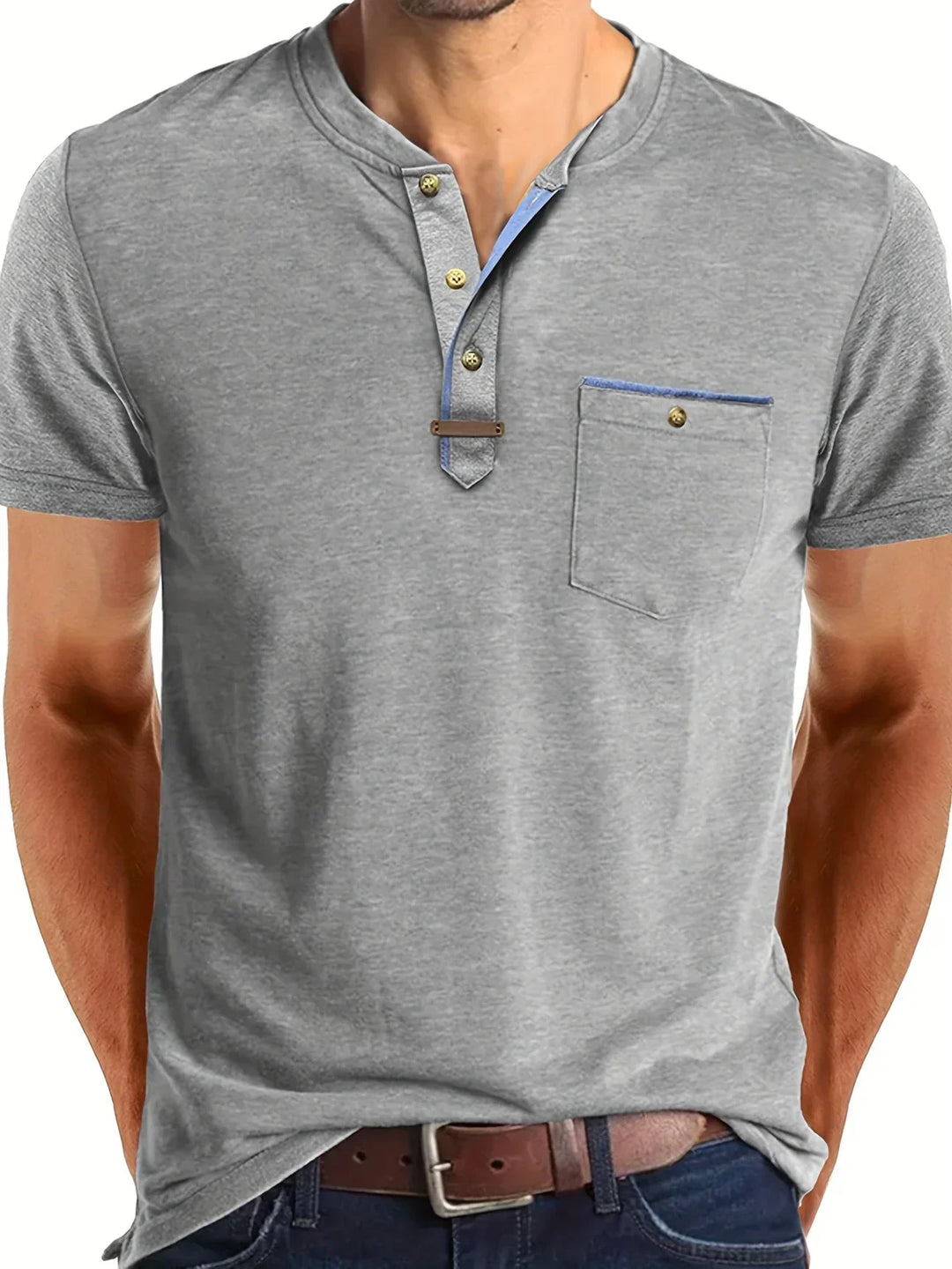 BRYNOUVELLE | T-SHIRT COL ROND ÉLÉGANT AVEC POCHE