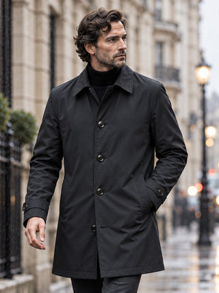 Trench-coat imperméable mi-long pour homme