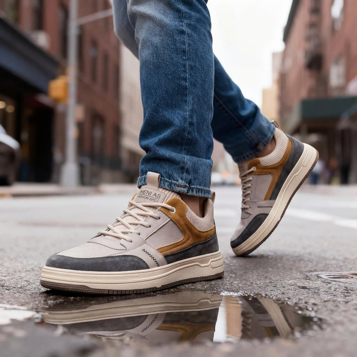 BRYNOUVELLE | CUIR SANS LACETS BASKETS POUR HOMMES