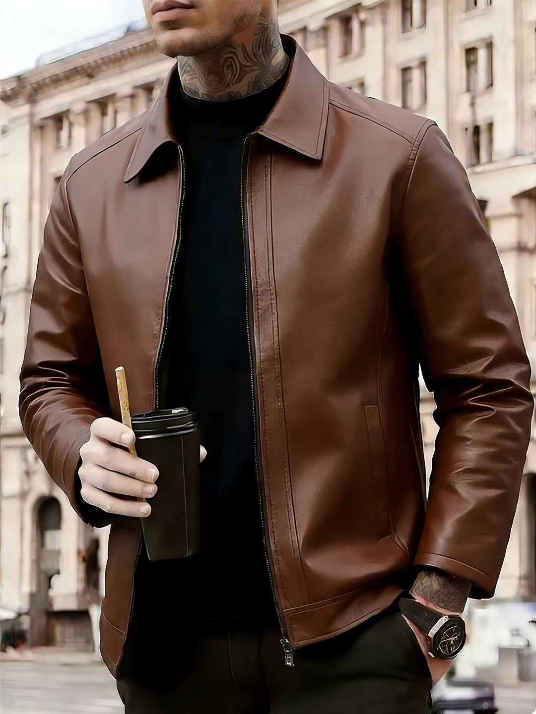 BRYNOUVELLE | Veste Classique en Cuir pour Hommes