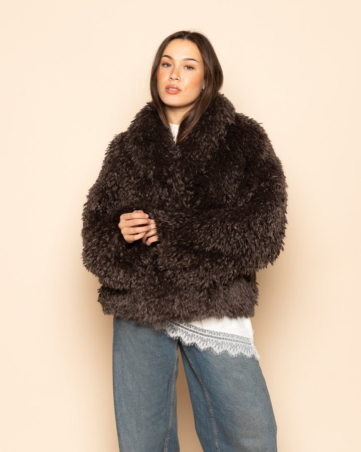 MANTEAU POILU BRUN