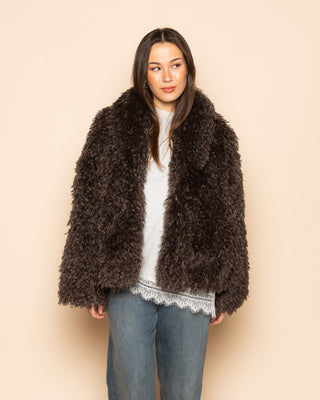 MANTEAU POILU BRUN