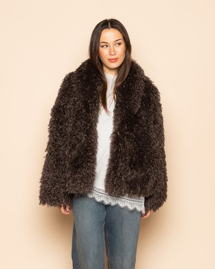 MANTEAU POILU BRUN