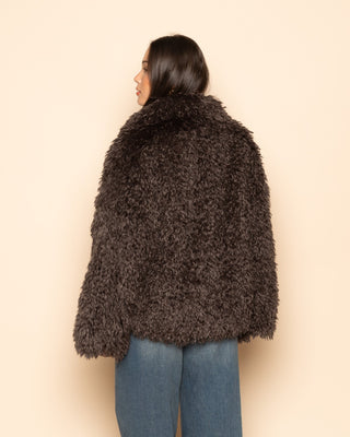 MANTEAU POILU BRUN