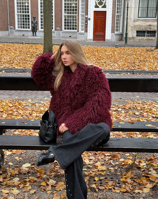 MANTEAU POILU BOURGOGNE