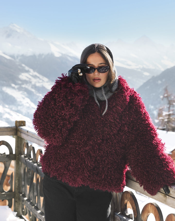 MANTEAU POILU BOURGOGNE