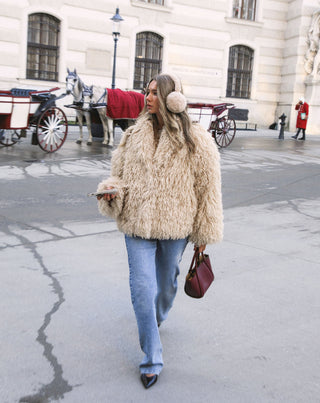 MANTEAU POILU SABLE