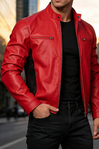 BRYNOUVELLE | VESTE EN PU À FERMETURE ÉCLAIR POUR HOMMES