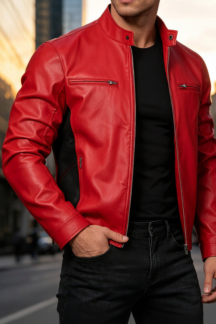 BRYNOUVELLE | VESTE EN PU À FERMETURE ÉCLAIR POUR HOMMES
