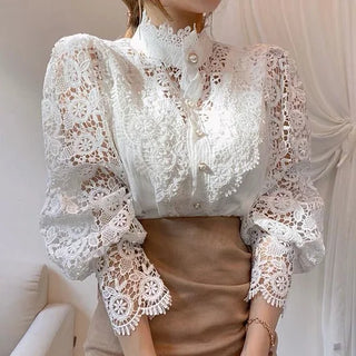 BRYNOUVELLE | Chemise à manches longues avec dentelle et détails Tove