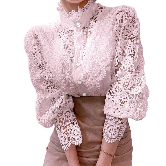 BRYNOUVELLE | Chemise à manches longues avec dentelle et détails Tove