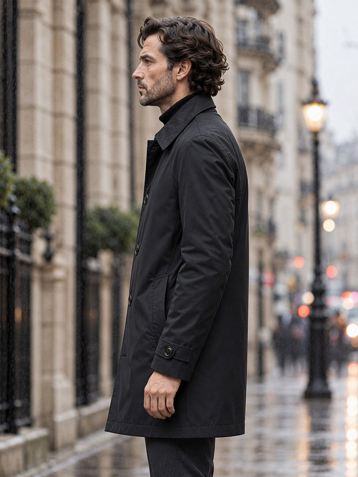 Trench-coat imperméable mi-long pour homme