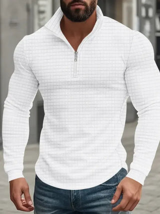BRYNOUVELLE | HOMME SWEAT-SHIRT RÉTRO À CARREAUX AVEC DEMI-FERMETURE ÉCLAIR