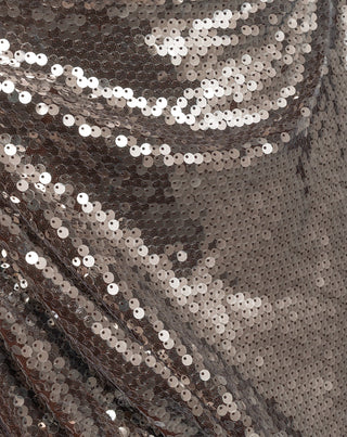 JUPE À OURLET BULLE EN SEQUINS TRANSPARENTS BRUN