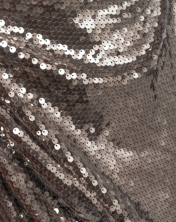 JUPE À OURLET BULLE EN SEQUINS TRANSPARENTS BRUN