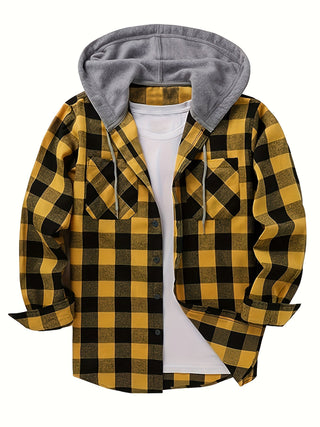 BRYNOUVELLE | VESTE À CAPUCHE À CARREAUX POUR HOMMES