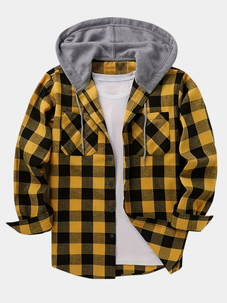 BRYNOUVELLE | VESTE À CAPUCHE À CARREAUX POUR HOMMES