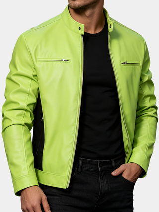BRYNOUVELLE | VESTE EN PU À FERMETURE ÉCLAIR POUR HOMMES