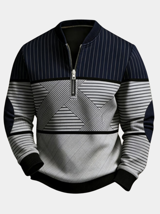 BRYNOUVELLE | PULL GÉOMÉTRIQUE À DEMI-FERMETURE ÉCLAIR POUR HOMMES