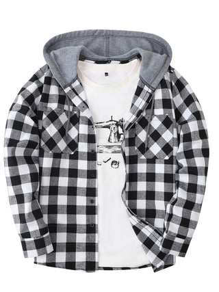 BRYNOUVELLE | VESTE À CAPUCHE À CARREAUX POUR HOMMES