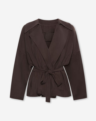 VESTE EN VISCOSE SHELLY MARRON FONCÉ