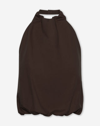 TOP HALTER EN COTON ROUGE MARRON AVEC HEM BUBBLE