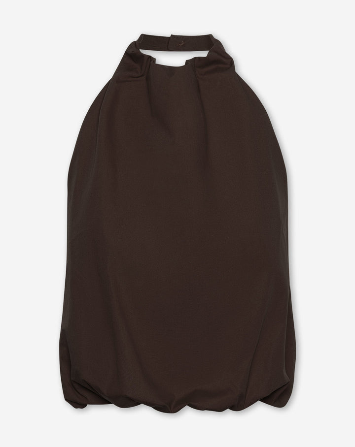 TOP HALTER EN COTON ROUGE MARRON AVEC HEM BUBBLE