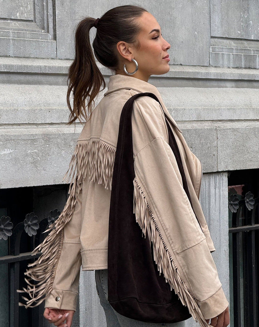 KAYLA SUEDE SHOPPER MARRON FONCÉ