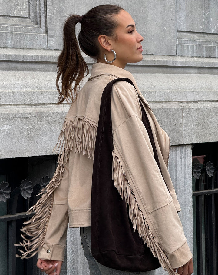 KAYLA SUEDE SHOPPER MARRON FONCÉ