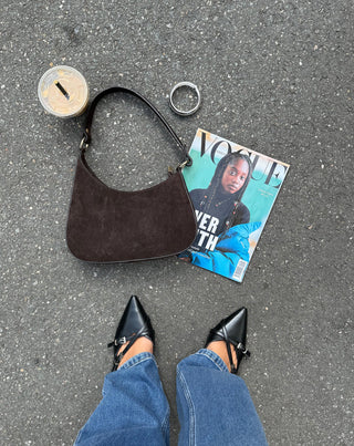 SAC EN SUEDE VIVIAN MARRON FONCÉ