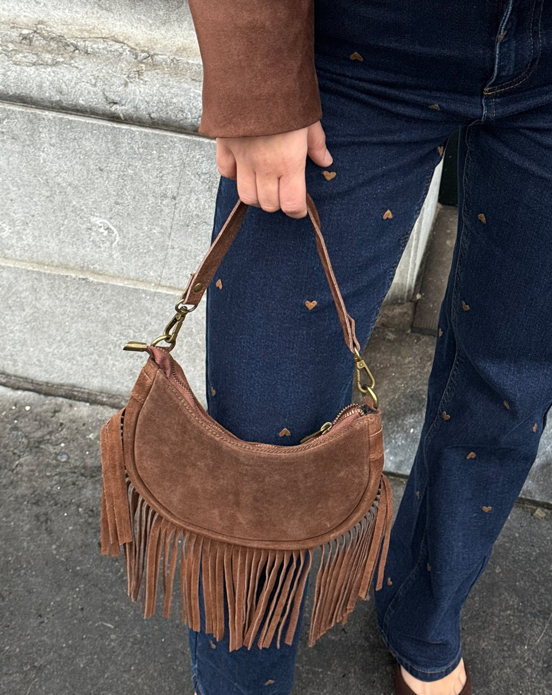 SAC EN SUÉDINE À FRANGES NAOMY BRUN