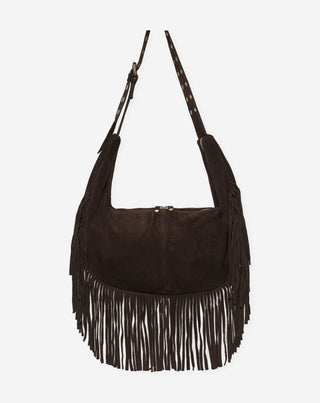 SAC EN SUEDE À FRANGES LIVIA CHOCOLAT BRUN