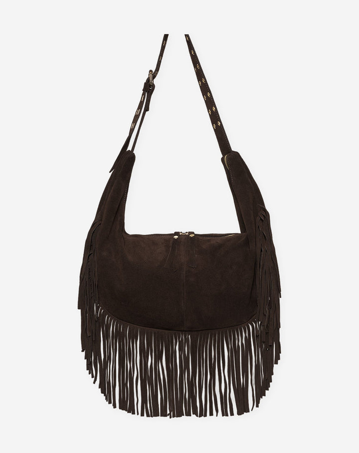 SAC EN SUEDE À FRANGES LIVIA CHOCOLAT BRUN
