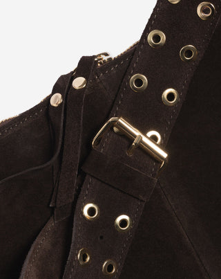 SAC EN SUEDE À FRANGES LIVIA CHOCOLAT BRUN